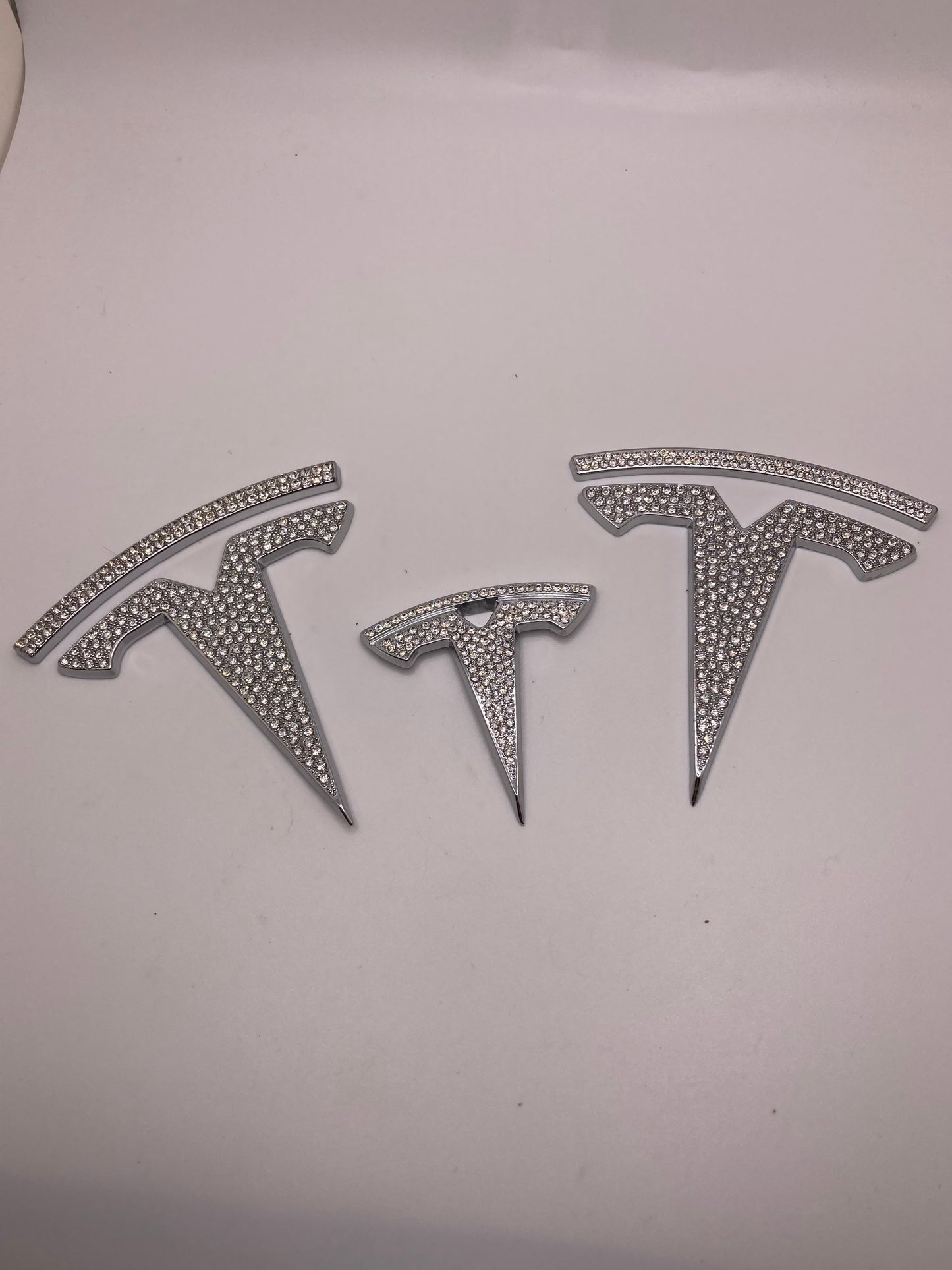 Tesla - blinged out emblems - chrome/crystal - small and large