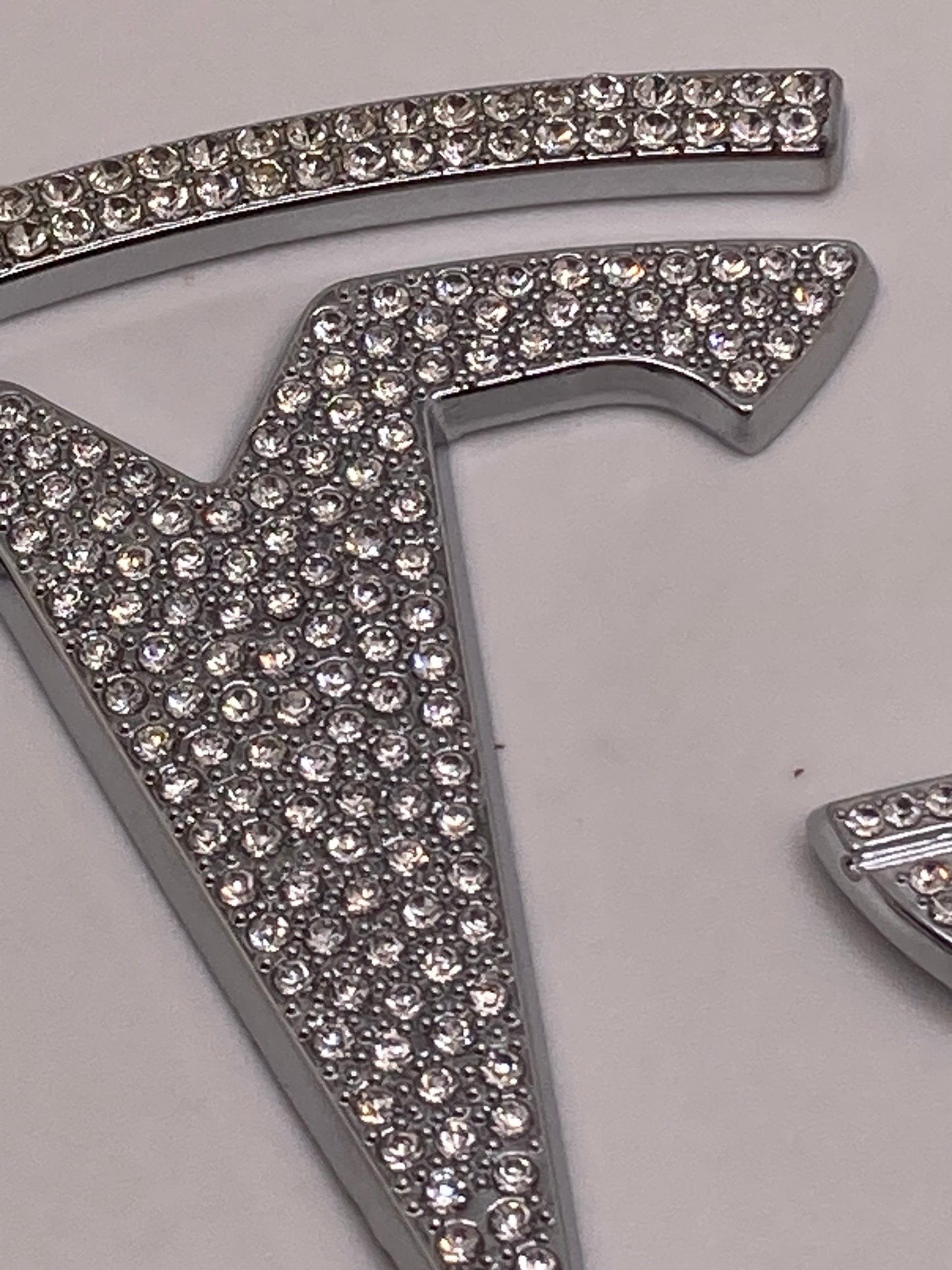 Tesla - blinged out emblems - chrome/crystal - small and large
