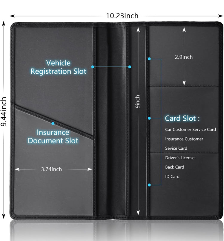 Leather Car Registration and Insurance Cards Holder Compatible with Chevy Camaro SS, Vehicle Glove Box Car Organizer with Magnetic Shut, Documents License for Camaro SS Owners