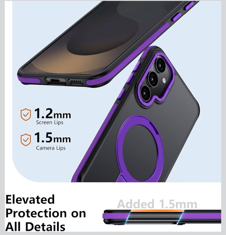 Magnetic Adjustable Ring Case for Samsung Galaxy S25 - Purple or Green