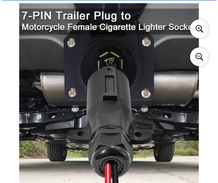 7-Way Power Access, 7-Pin Trailer Plug to Motorcycle Female Cigarette Lighter Socket 12V