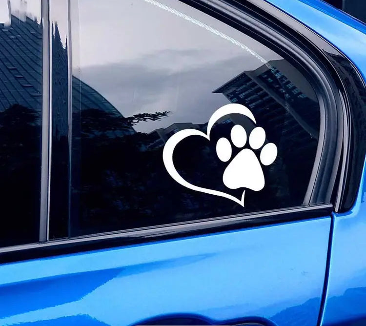 XL Heart Paw Print vinyl in white