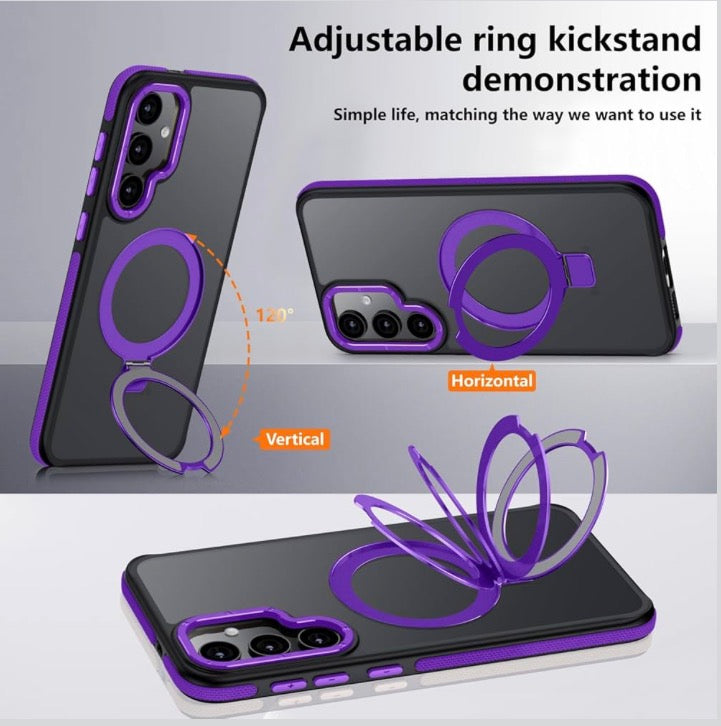 Magnetic Adjustable Ring Case for Samsung Galaxy S25 - Purple or Green