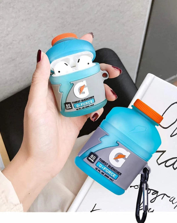 Cute Airpods Gen 1/2-3D Case Kawaii Cartoon Silicone Cover Fashion Cool-Sports Drink with AirPods Cleaning Kit