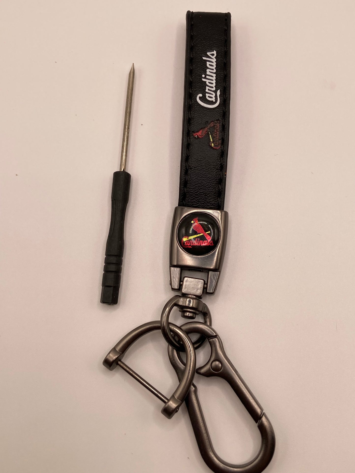 MLB - Cardinals - Black leather Keychain