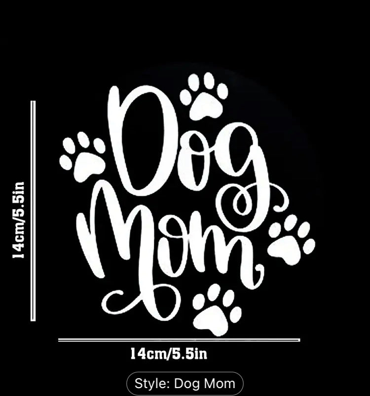🐾 Dog Mom vinyl decal for car, truck, suv and more - Metallic White