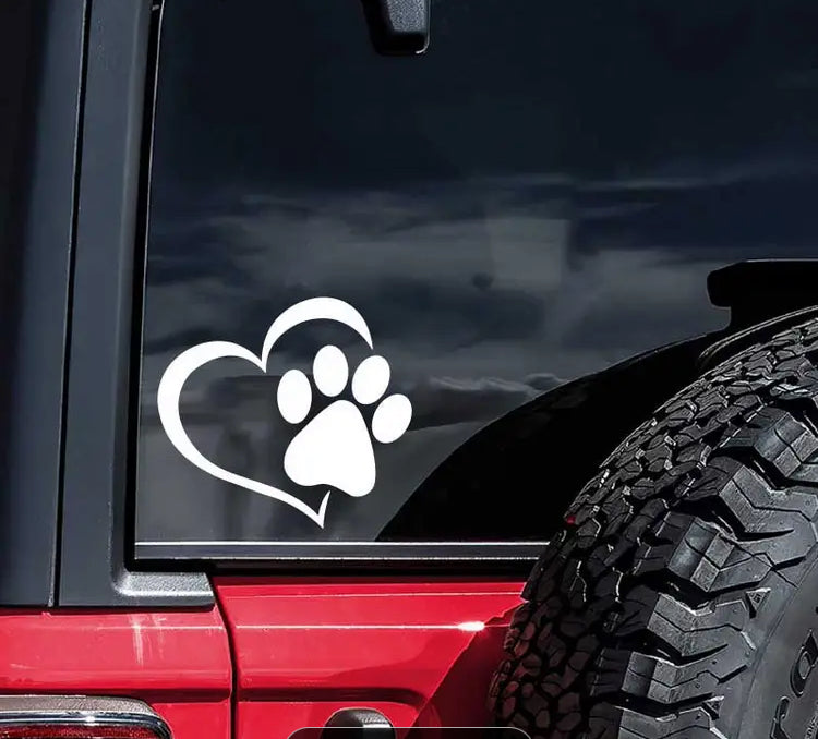 XL Heart Paw Print vinyl in white