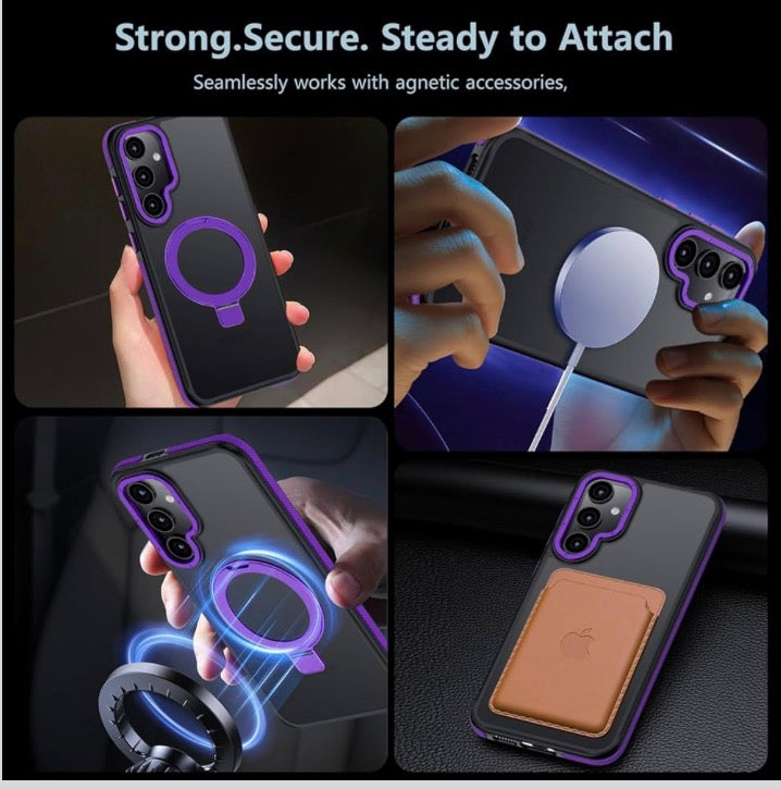 Magnetic Adjustable Ring Case for Samsung Galaxy S25 - Purple or Green