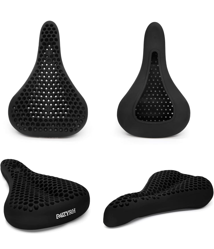 Mzyrh Bike Seat Cushion - Gel Padded Bike Seat Cover for Men & Women - Black