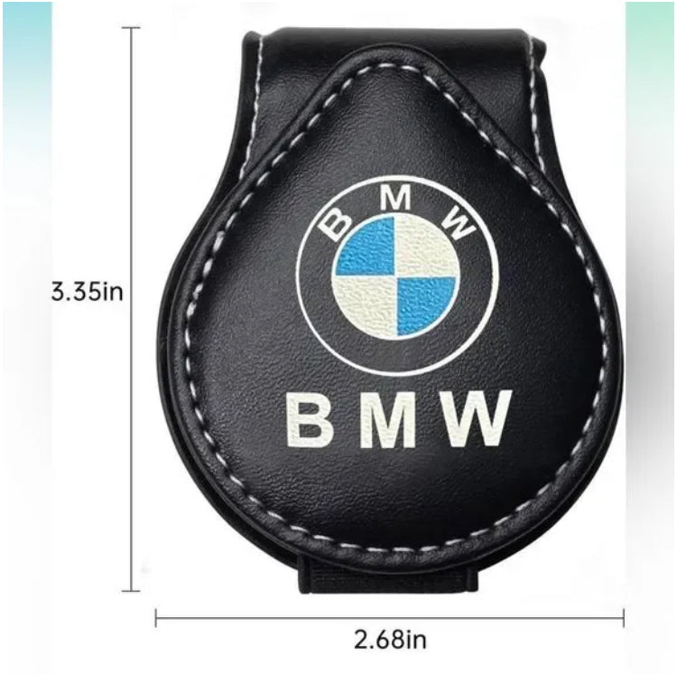 Magnetic Sunglass Holder visor clip for Car/SUV with Logo - Black Leather - Jeep - Mercedes Benz