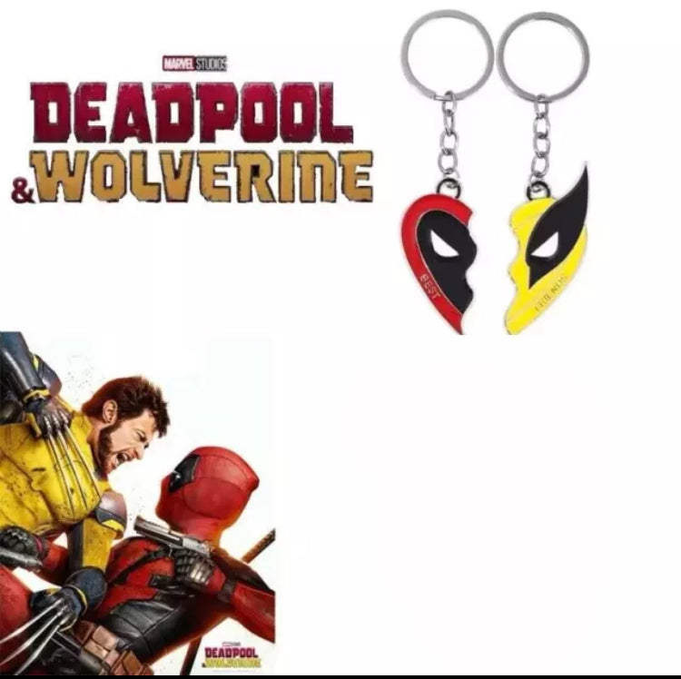 Deadpool & Wolverine Best Friends Keychain Set - Split Heart Matching Pendant