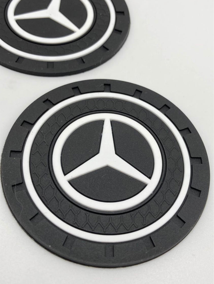 Mercedes Benz - 2pcs set of thin car cup holder coasters with Mercedes Benz logo
