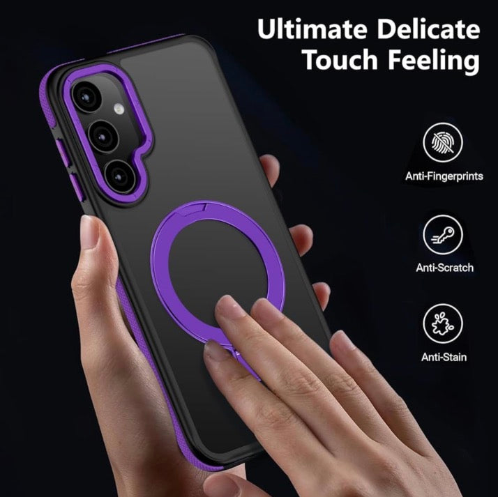 Magnetic Adjustable Ring Case for Samsung Galaxy S25 - Purple or Green