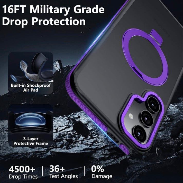 Magnetic Adjustable Ring Case for Samsung Galaxy S25 - Purple or Green