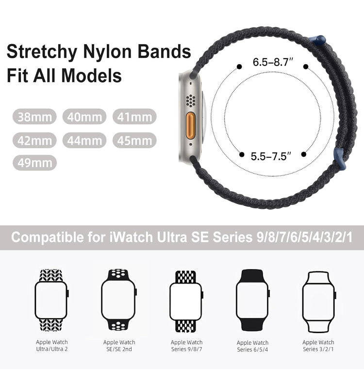 8 Pack Sport Loop Nylon Strap watch bands for iWatch SE Ultra Series 10 9 8 7 6 5 4 3 2 1