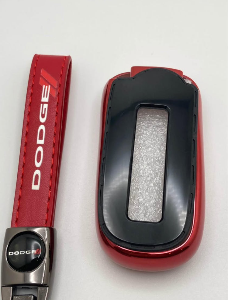 Dodge - Red Leather Keychain and Key Fob Case