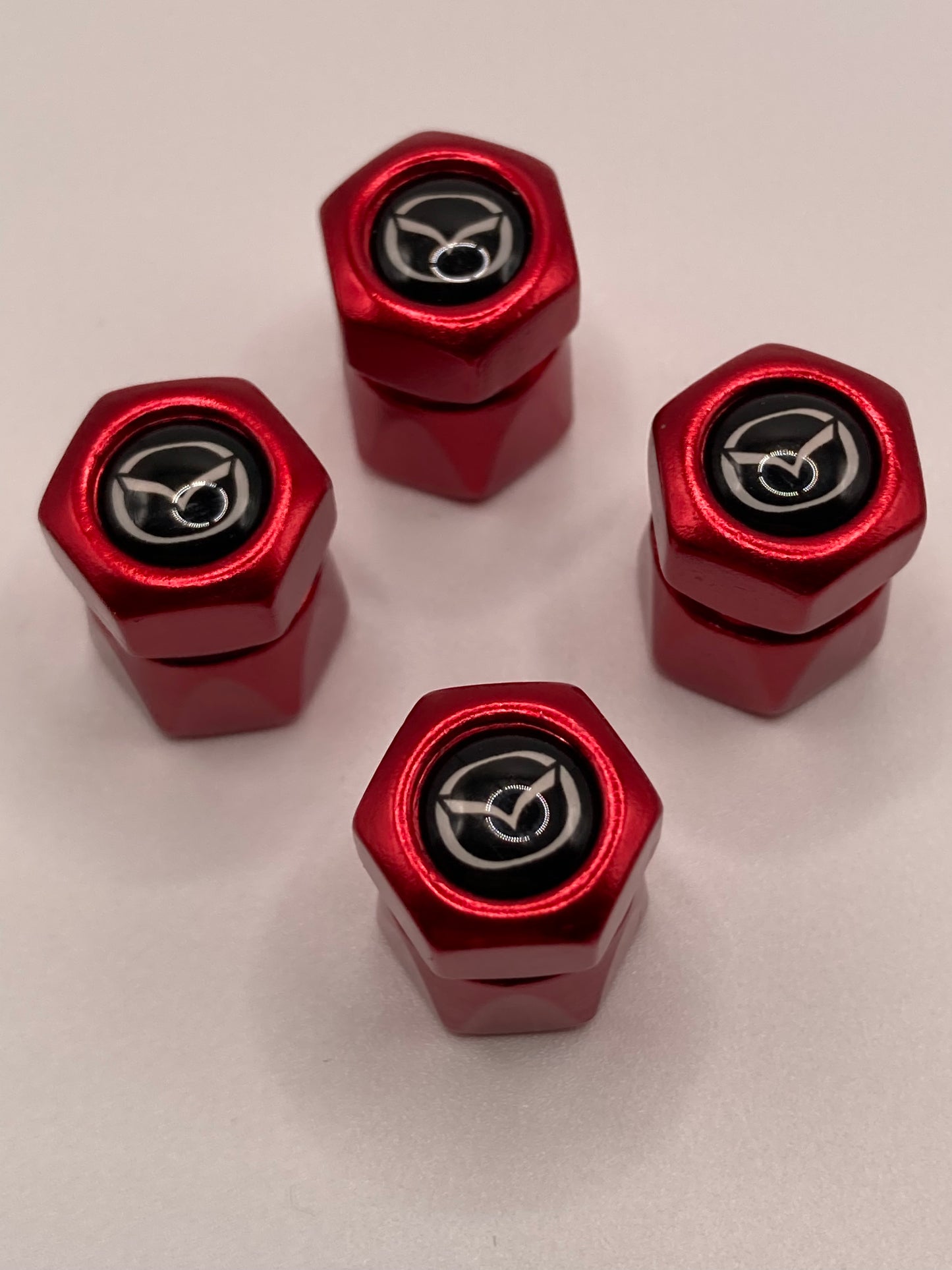 Mazda - oversized red valve stem cap set - 4pcs