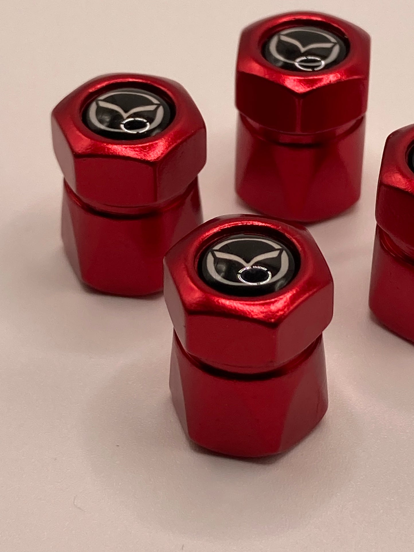 Mazda - oversized red valve stem cap set - 4pcs