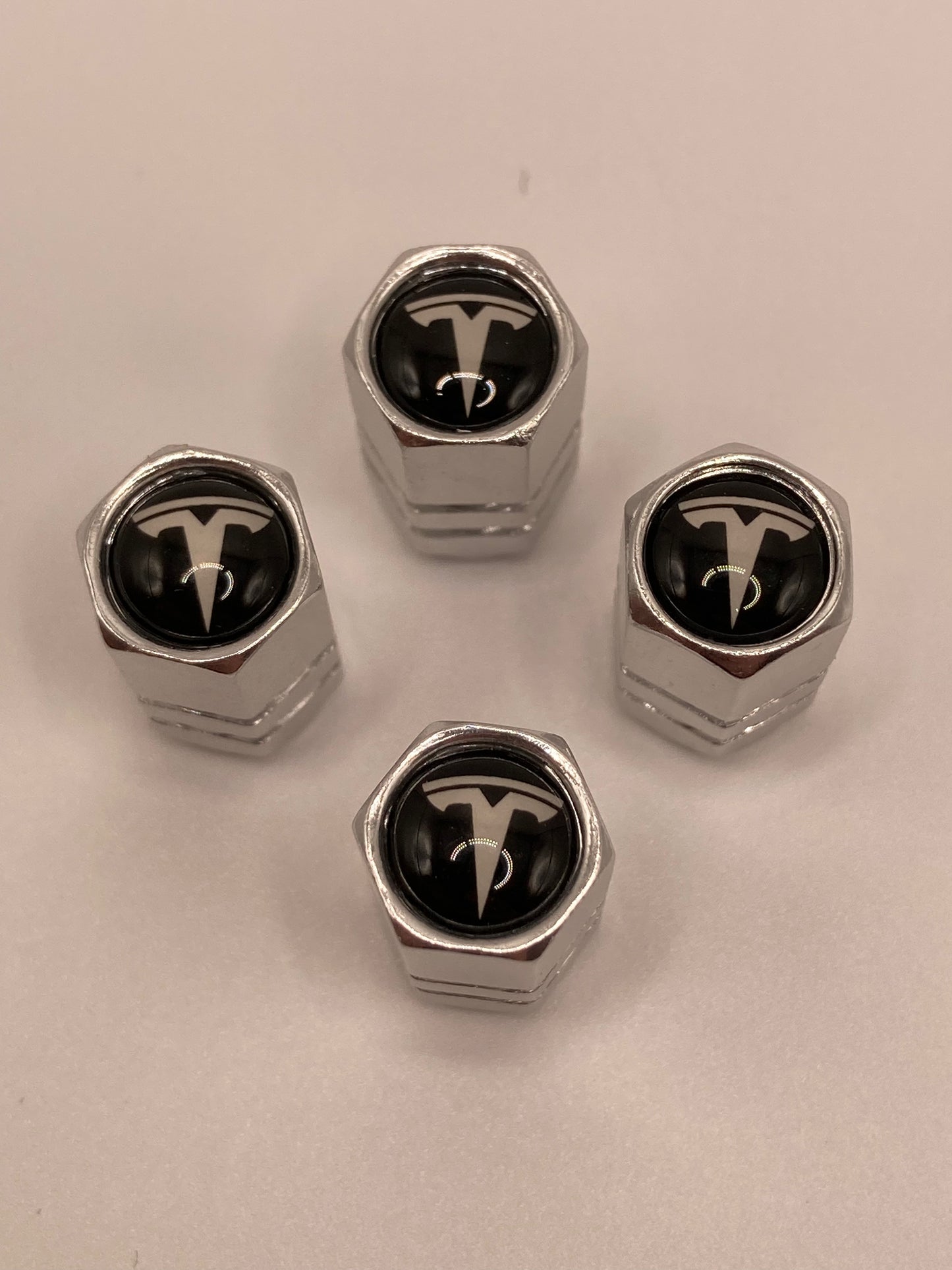 Tesla - chrome valve stem cap set - 4pcs