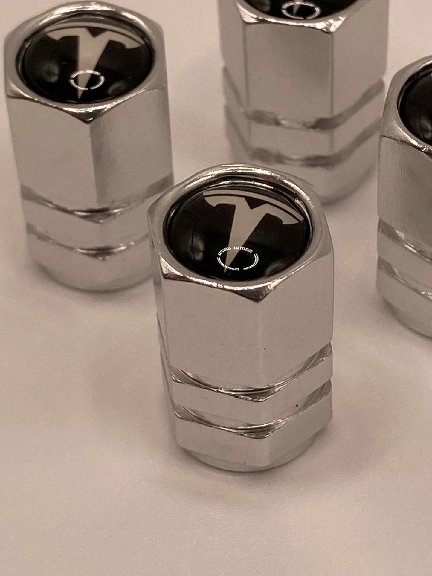 Tesla - chrome valve stem cap set - 4pcs