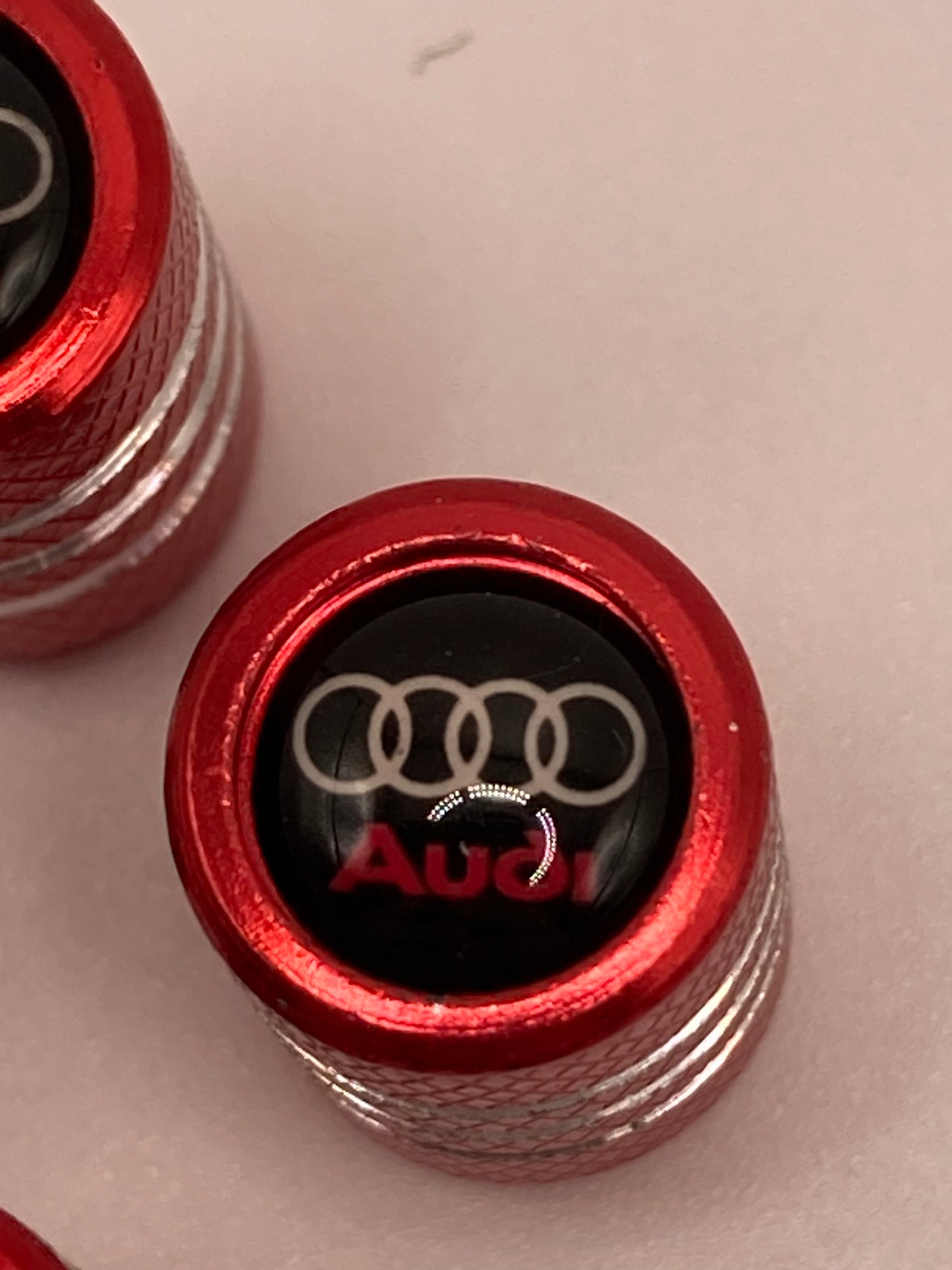 Audi - Quattro - red/silver valve stem cap set - 4pcs