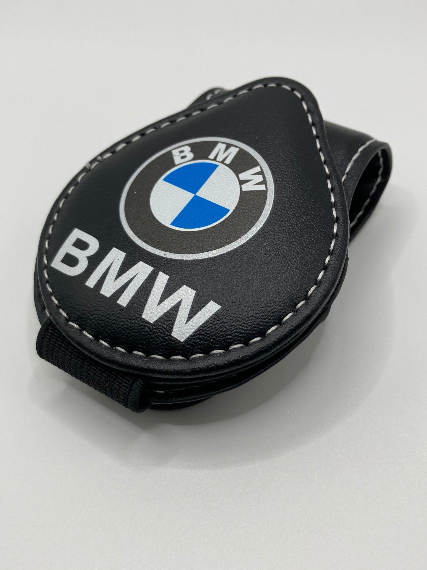 Magnetic Sunglass Holder visor clip for Car/SUV with Logo - Black Leather - Jeep - Mercedes Benz