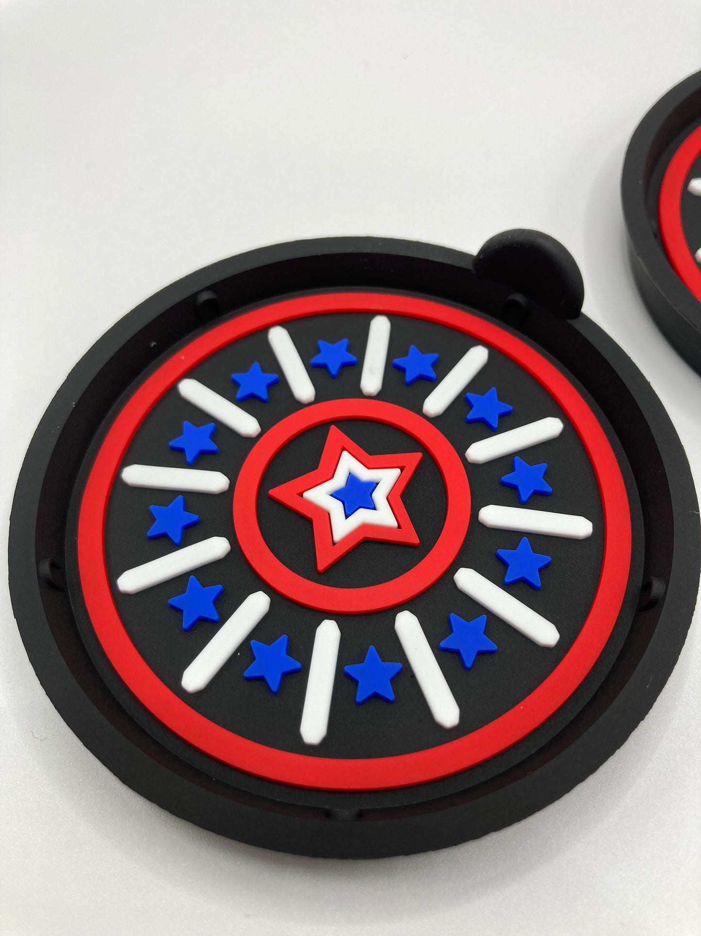 2pcs - Patriotic Stars and Stripe cup holder coasters - Red,White,Blue