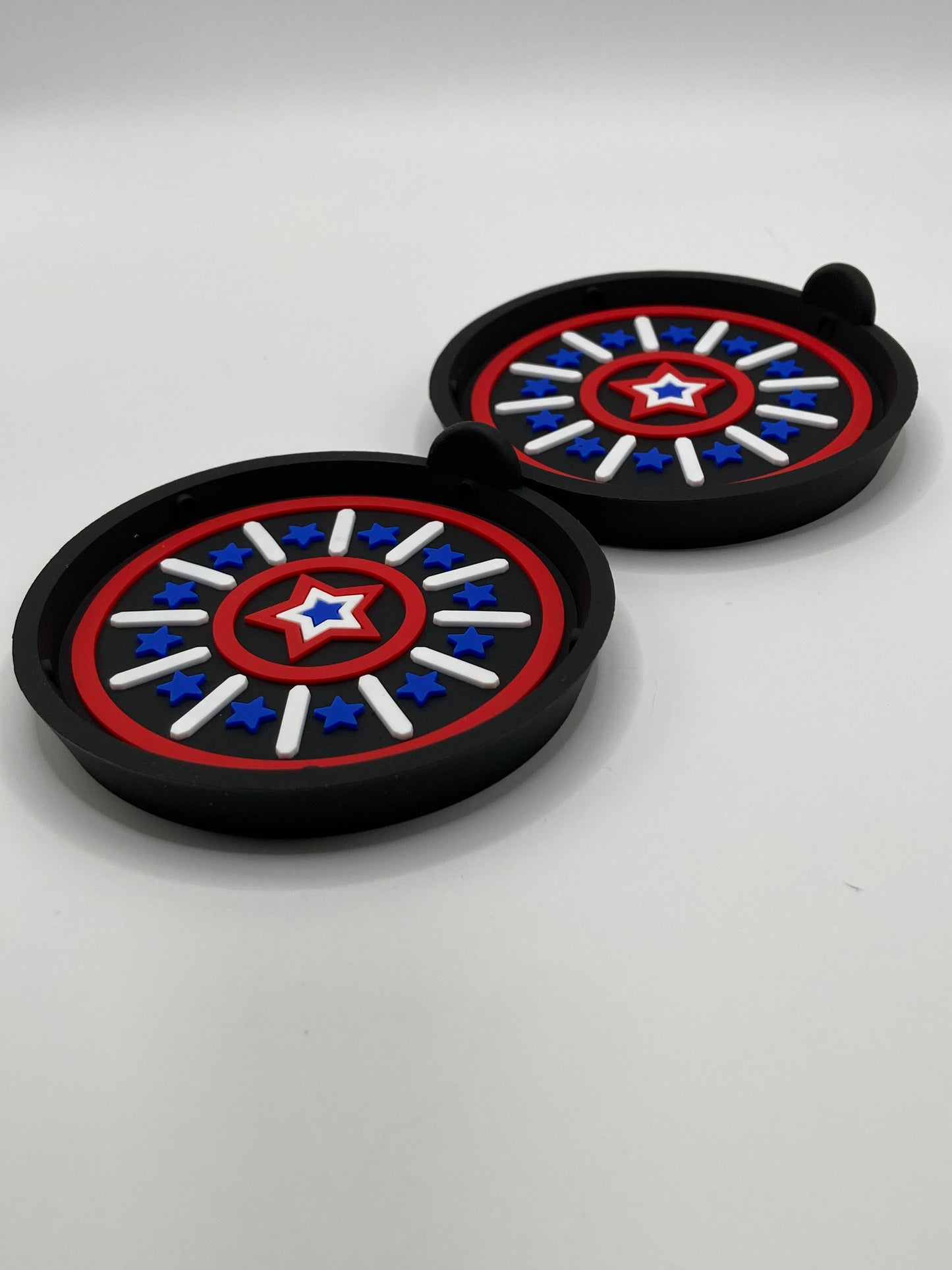 2pcs - Patriotic Stars and Stripe cup holder coasters - Red,White,Blue