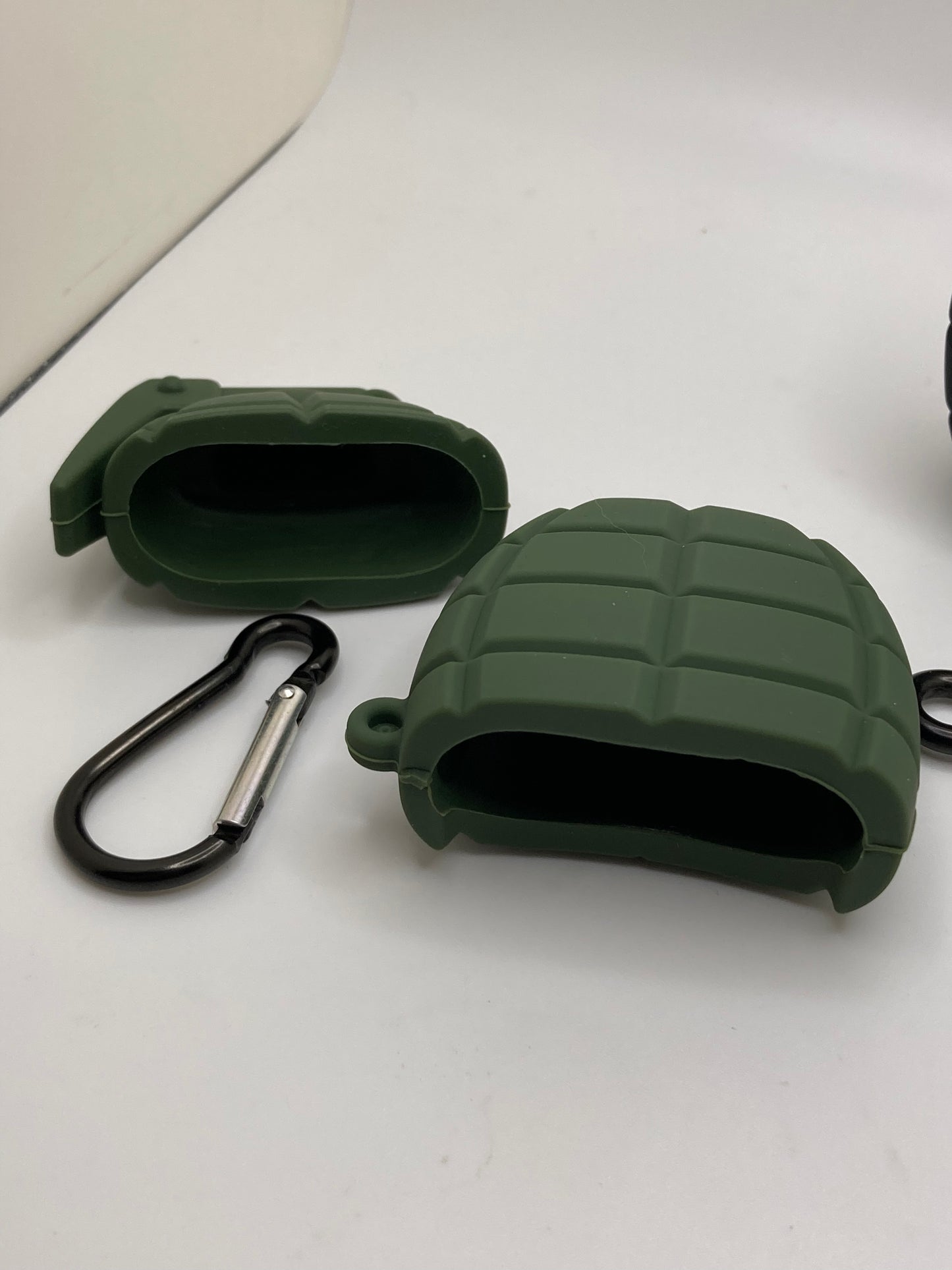 AirPods 3d silicone case cover - Grenade - black/green - fits Gen 1 and 2 AirPods