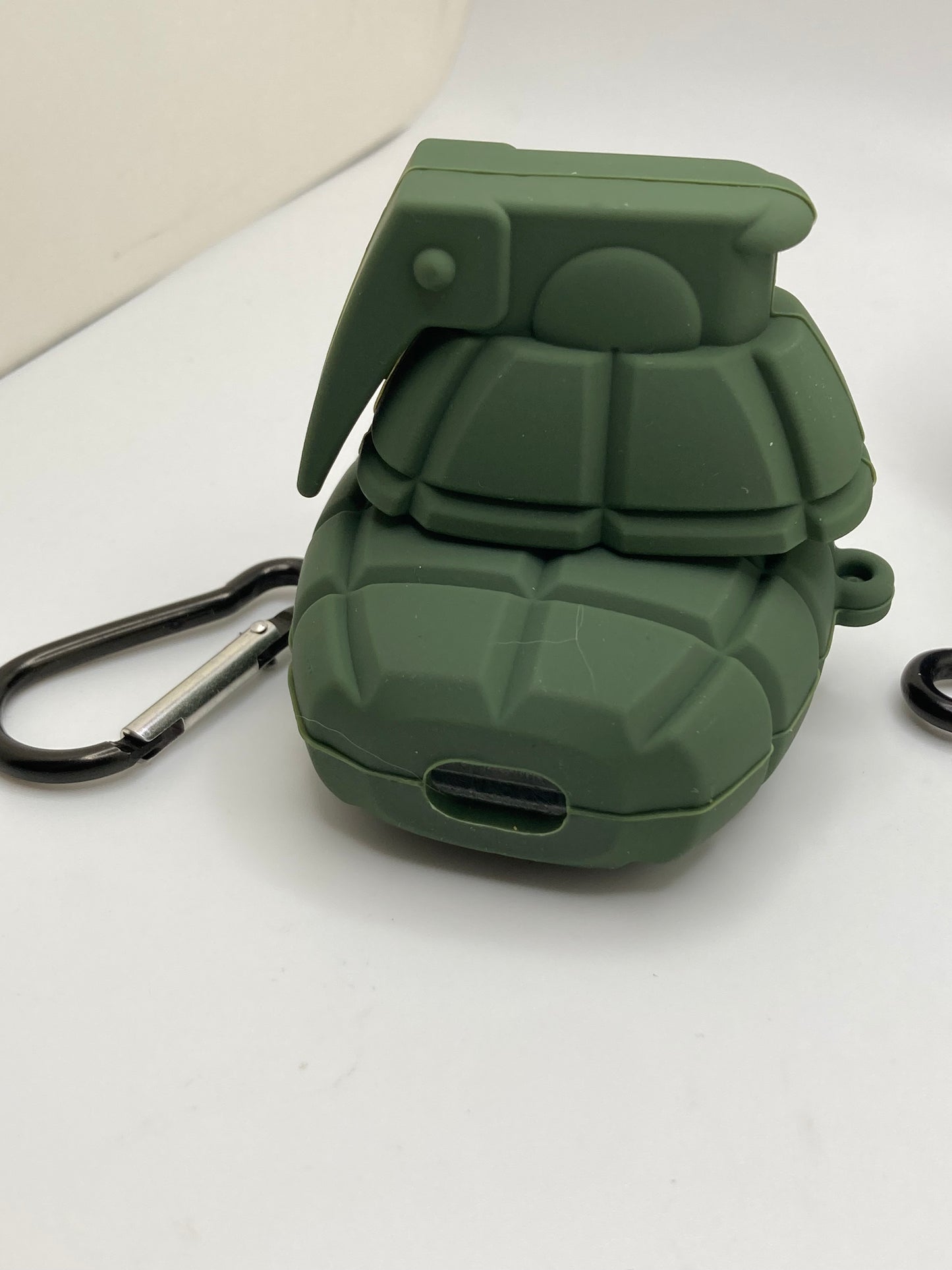 AirPods 3d silicone case cover - Grenade - black/green - fits Gen 1 and 2 AirPods