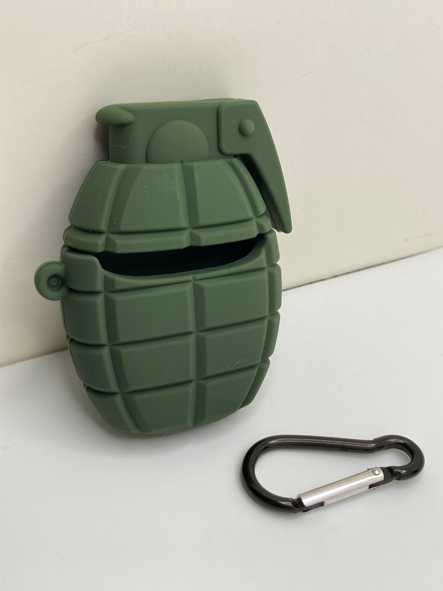 AirPods 3d silicone case cover - Grenade - black/green - fits Gen 1 and 2 AirPods