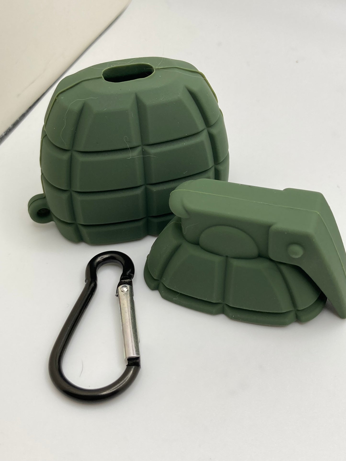 AirPods 3d silicone case cover - Grenade - black/green - fits Gen 1 and 2 AirPods
