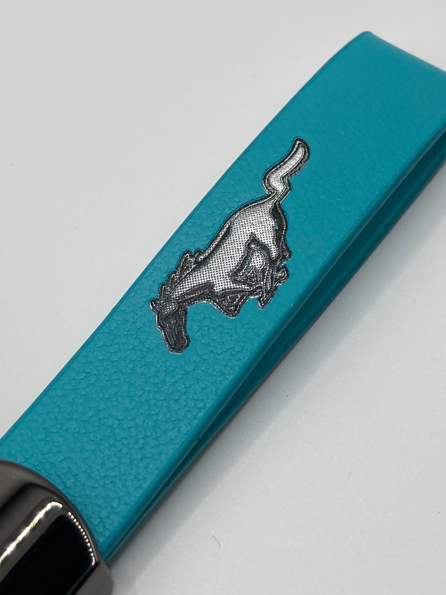 Mustang Keychain Logo Horse Turquoise Leather Keyring Lanyard Car Accessories Gift For Men