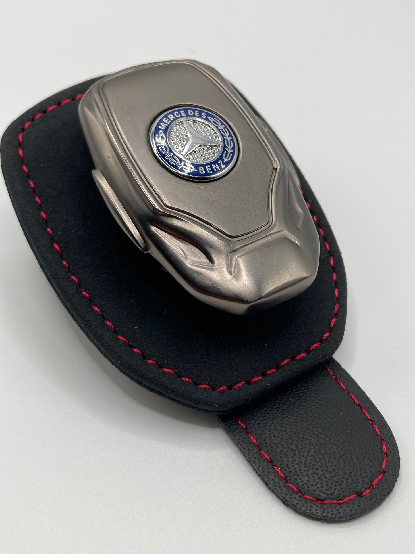 Mercedes Benz Car Sunglasses Holder Sunshades Hanger with Blue Mercedes Benz laurel Wreath logo