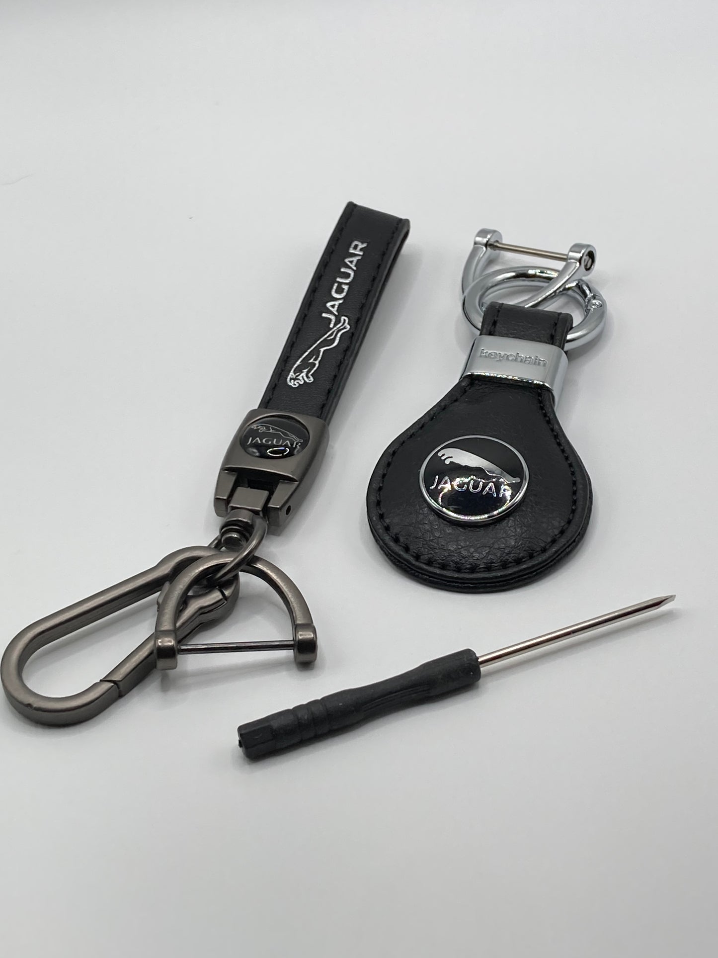 Jaguar - 2pcs black leather keychain gift set