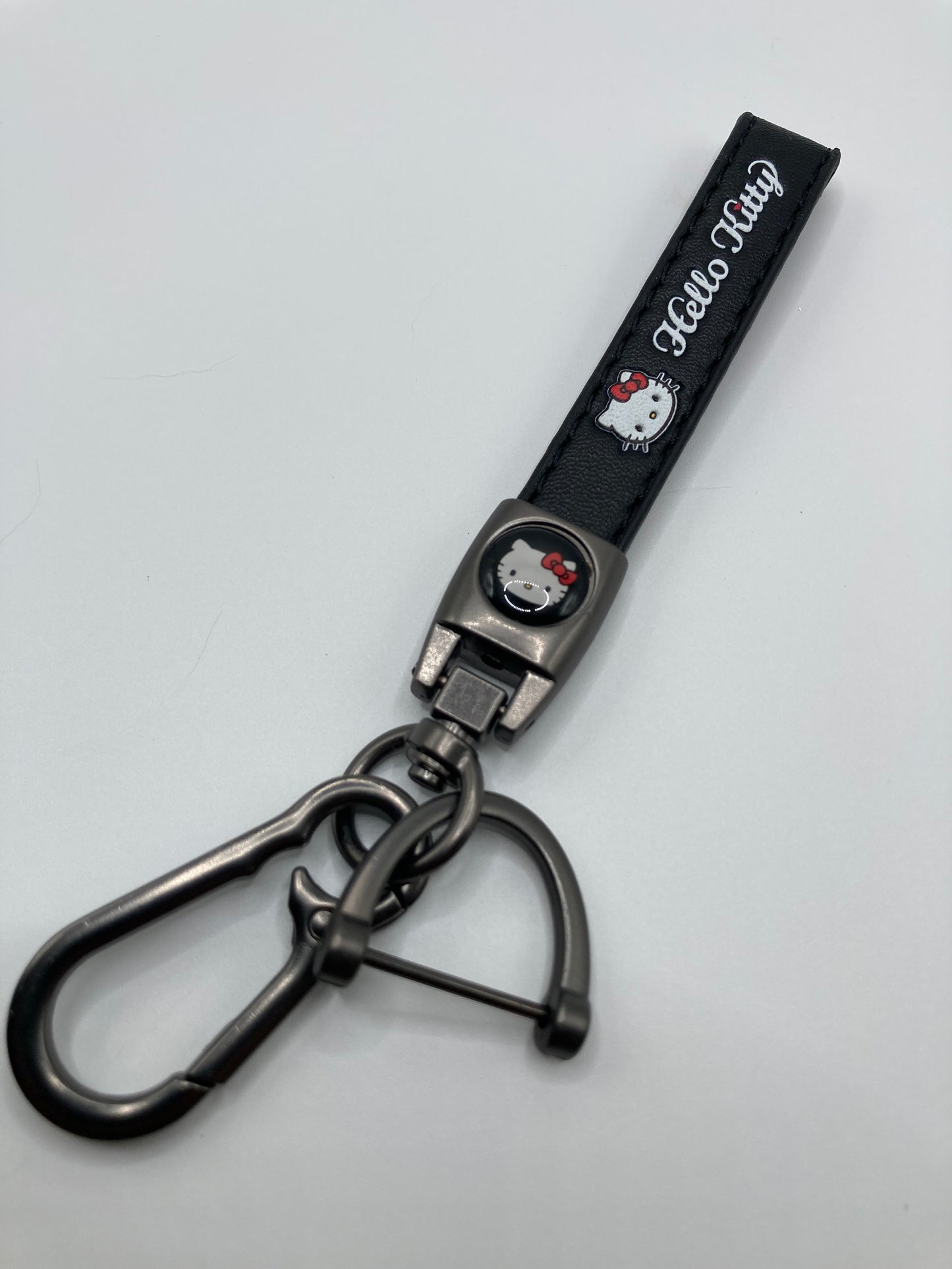 Hello Kitty - Black Leather Strap Style Keychain