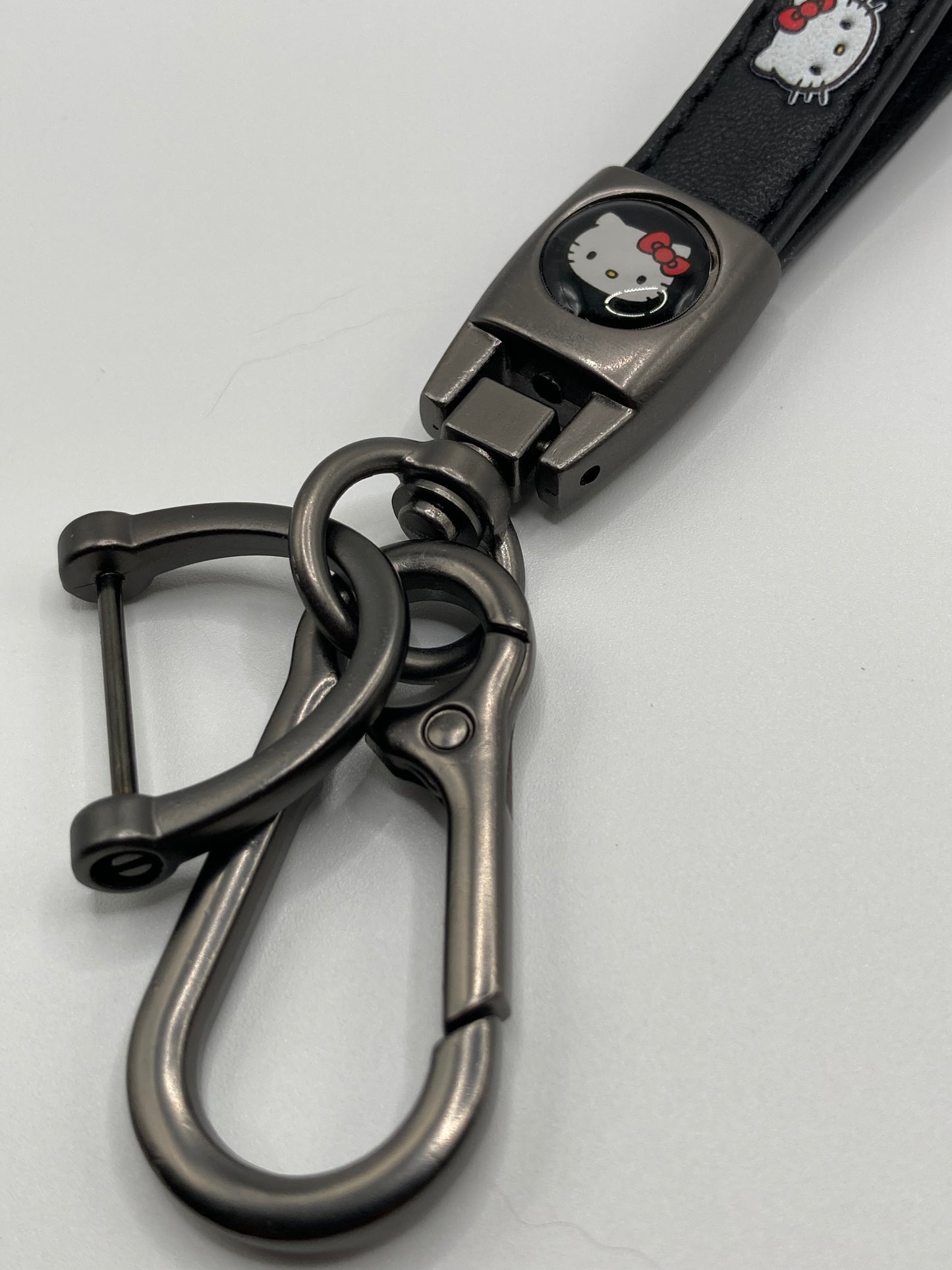 Hello Kitty - Black Leather Strap Style Keychain