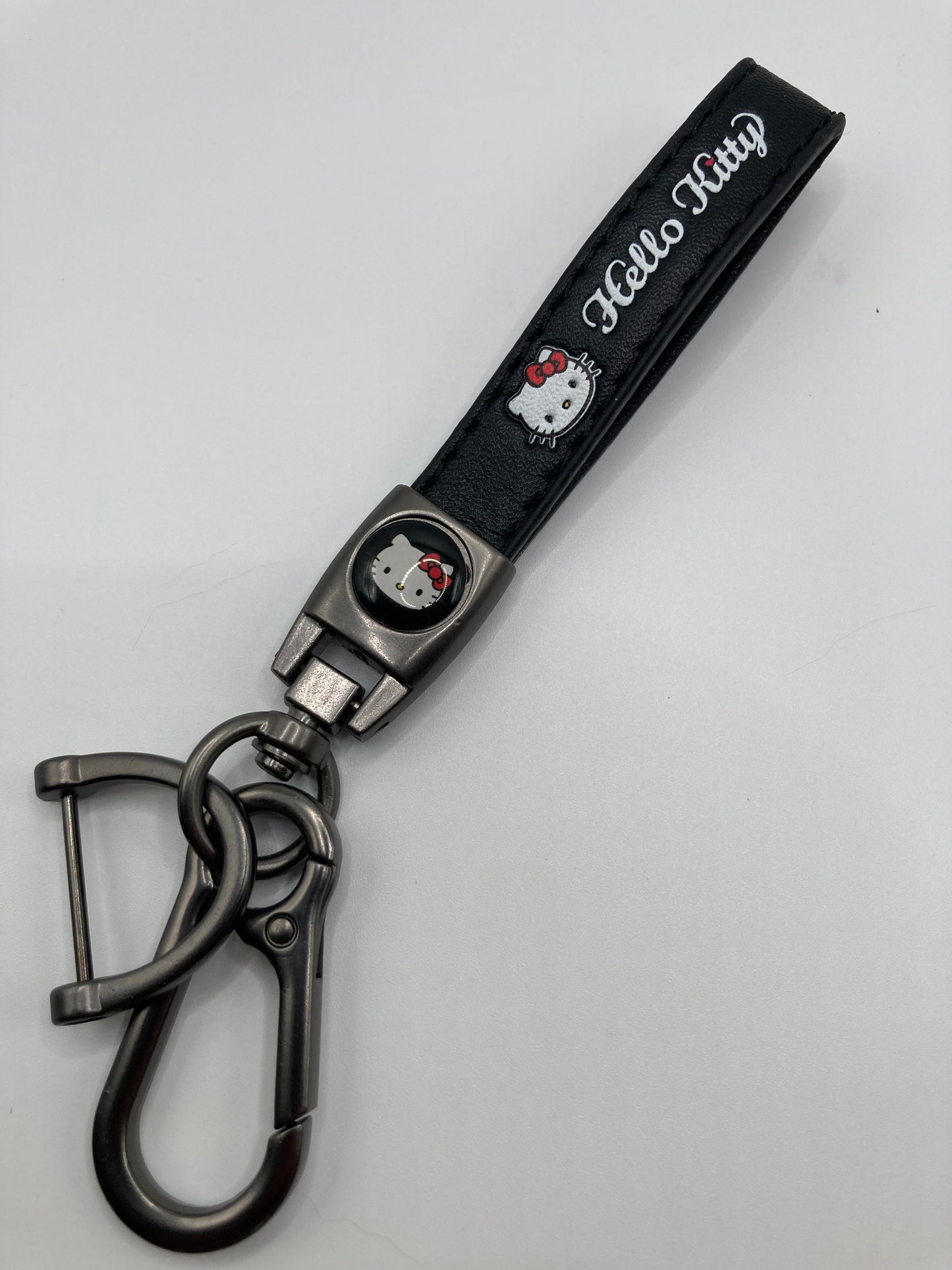 Hello Kitty - Black Leather Strap Style Keychain