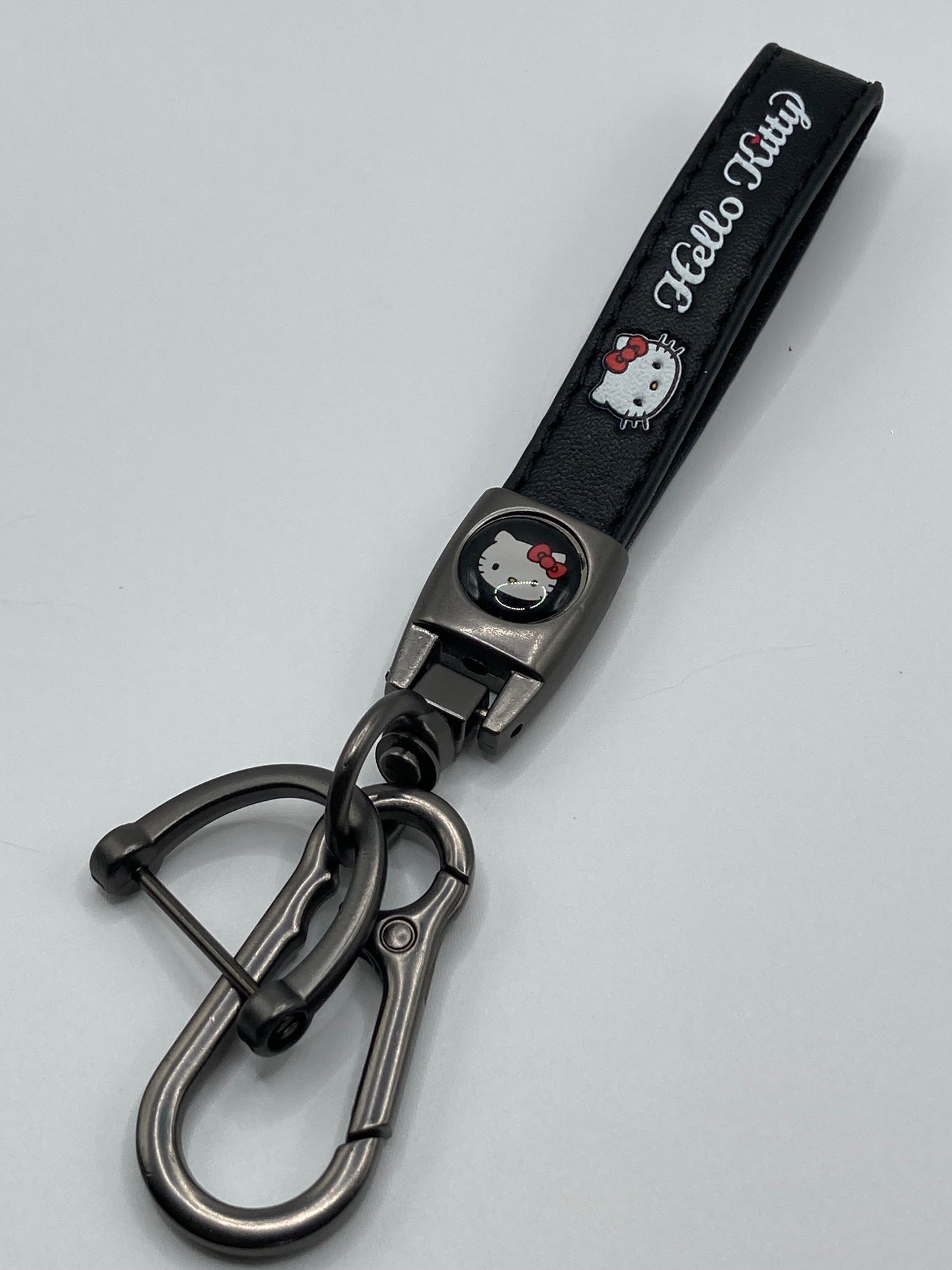Hello Kitty - Black Leather Strap Style Keychain