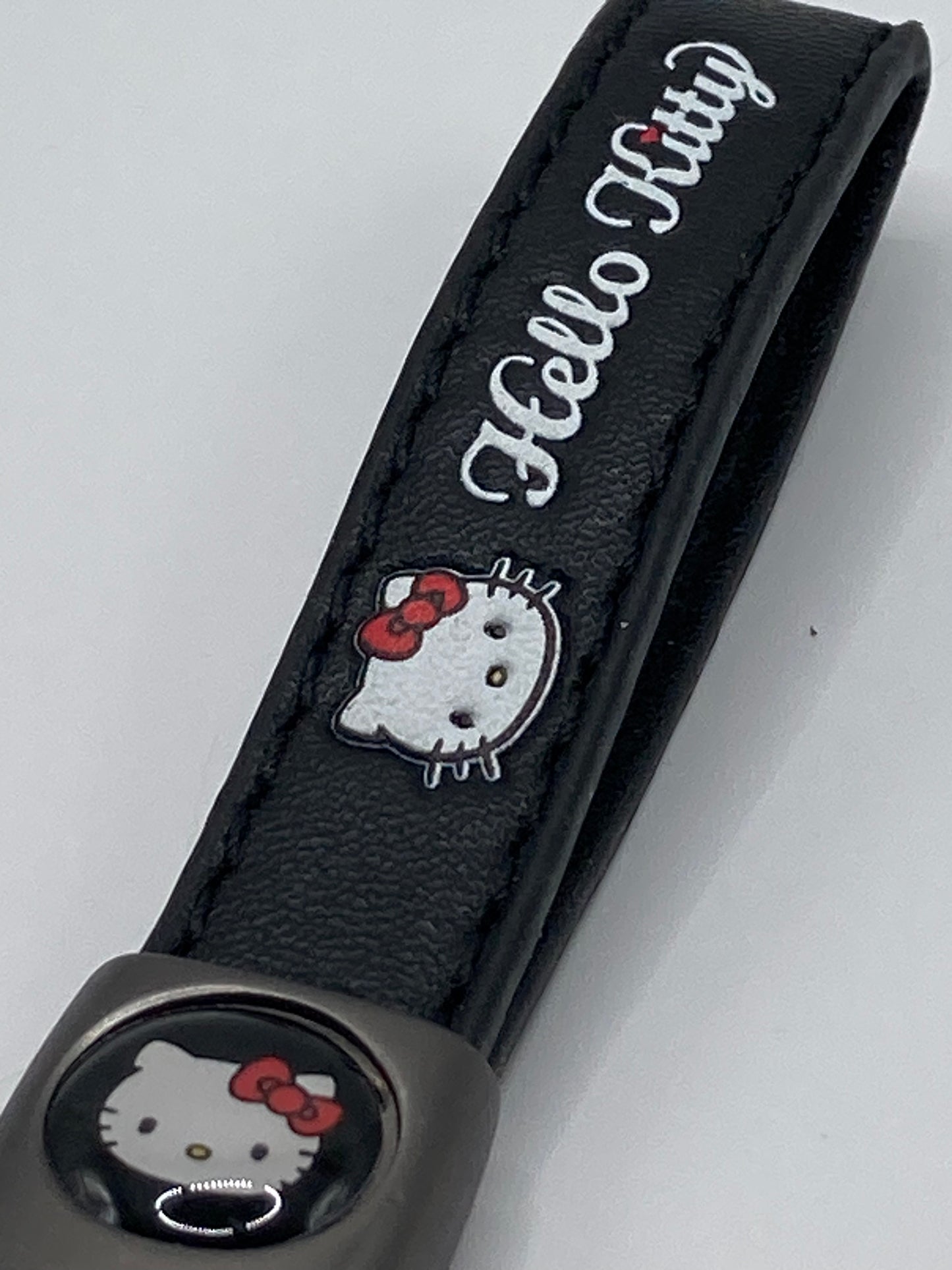 Hello Kitty - Black Leather Strap Style Keychain