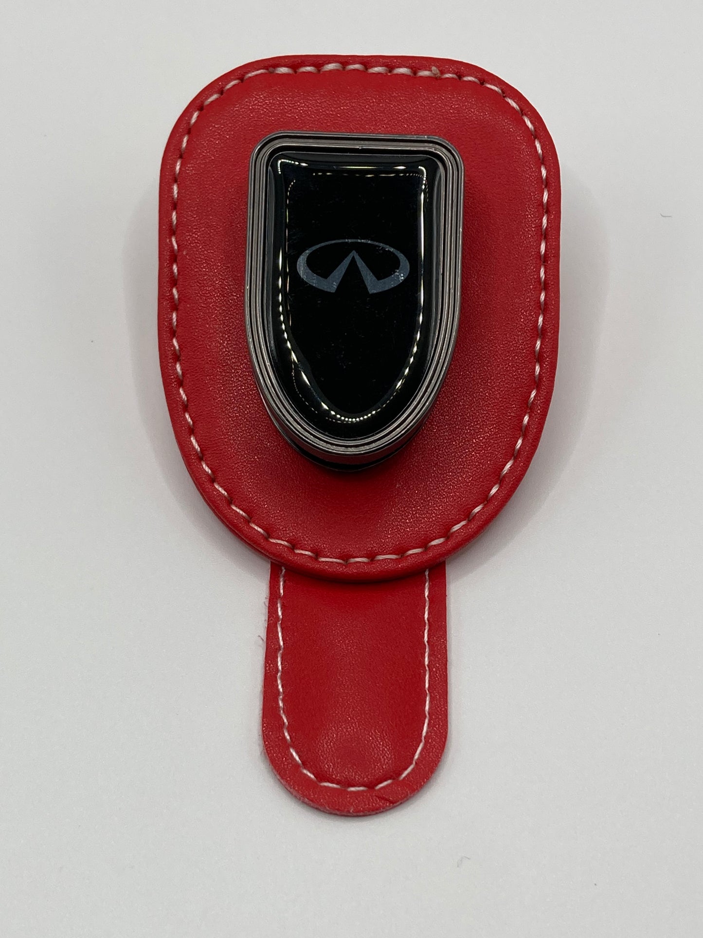 Infiniti - sun visor glasses clip holder - Red Leather
