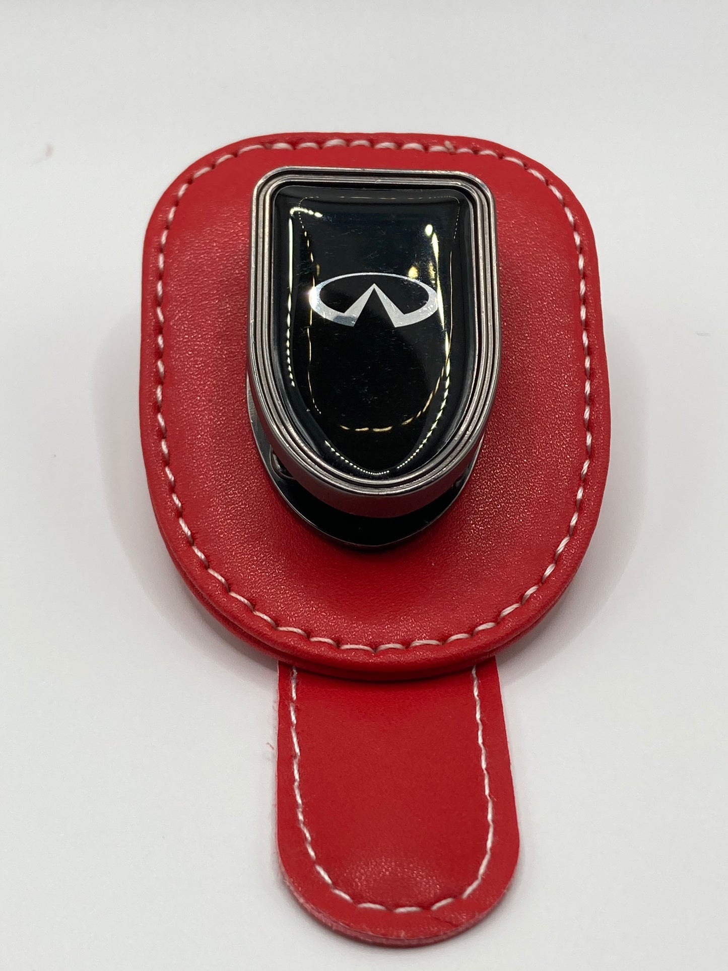 Infiniti - sun visor glasses clip holder - Red Leather