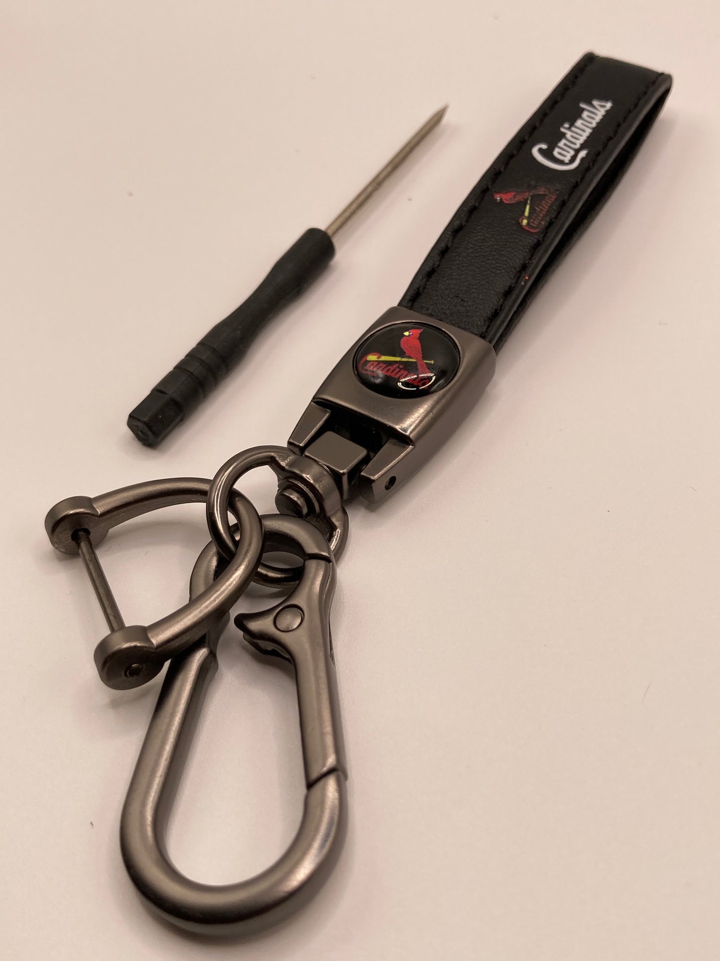 MLB - Cardinals - Black leather Keychain
