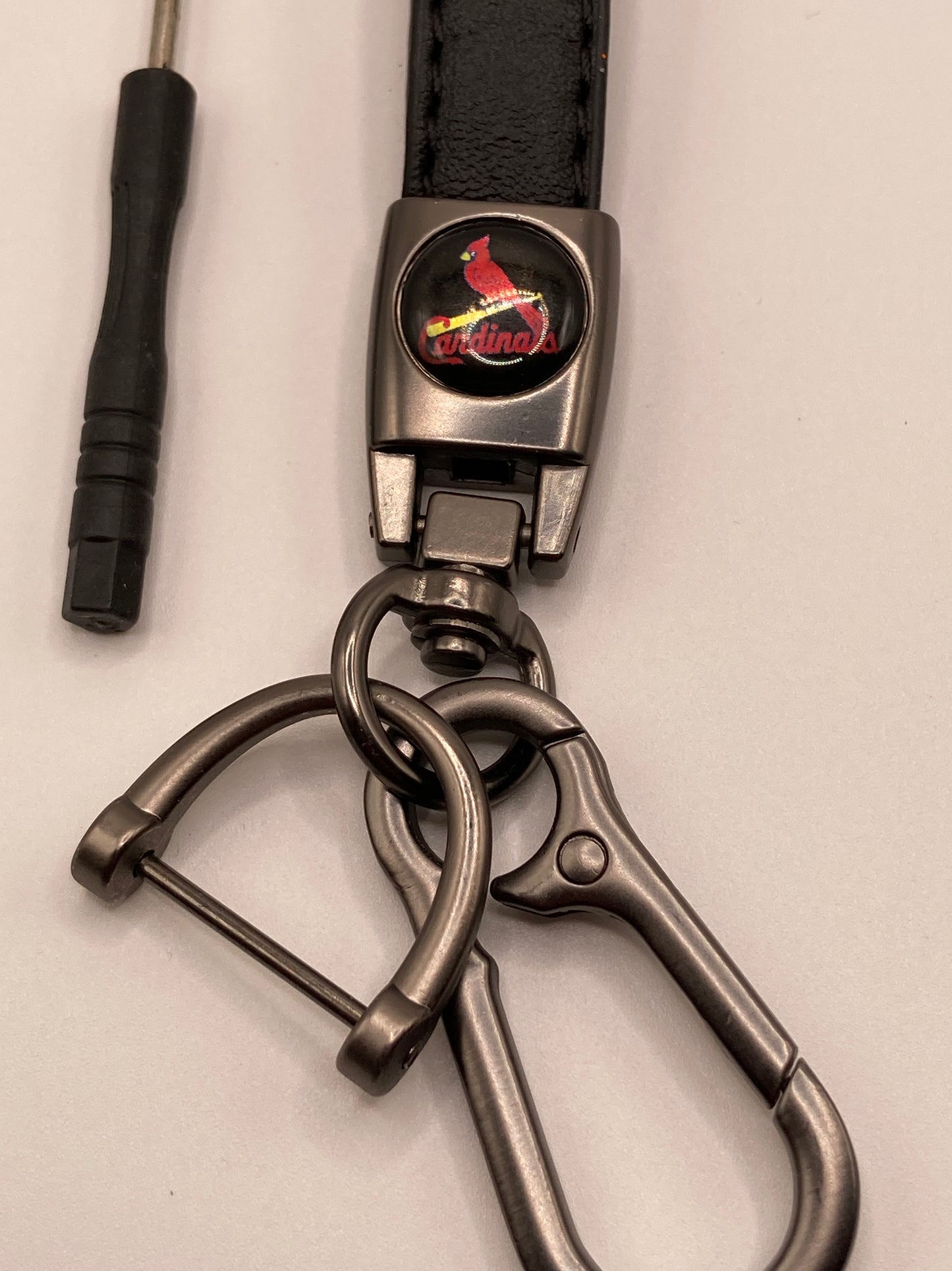 MLB - Cardinals - Black leather Keychain