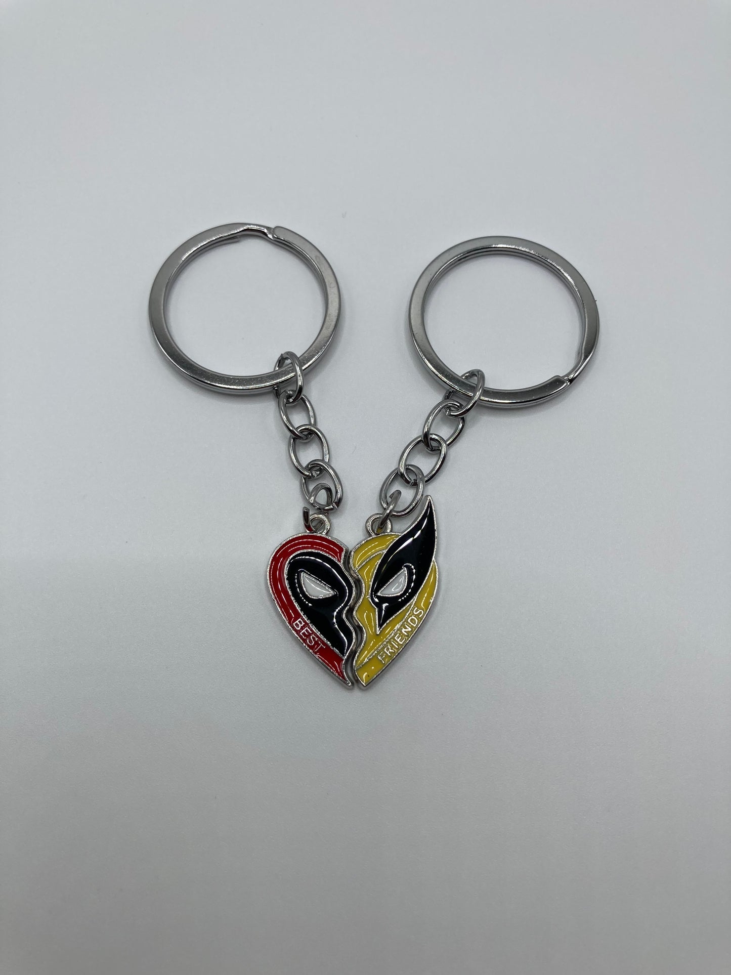 Deadpool & Wolverine Best Friends Keychain Set - Split Heart Matching Pendant