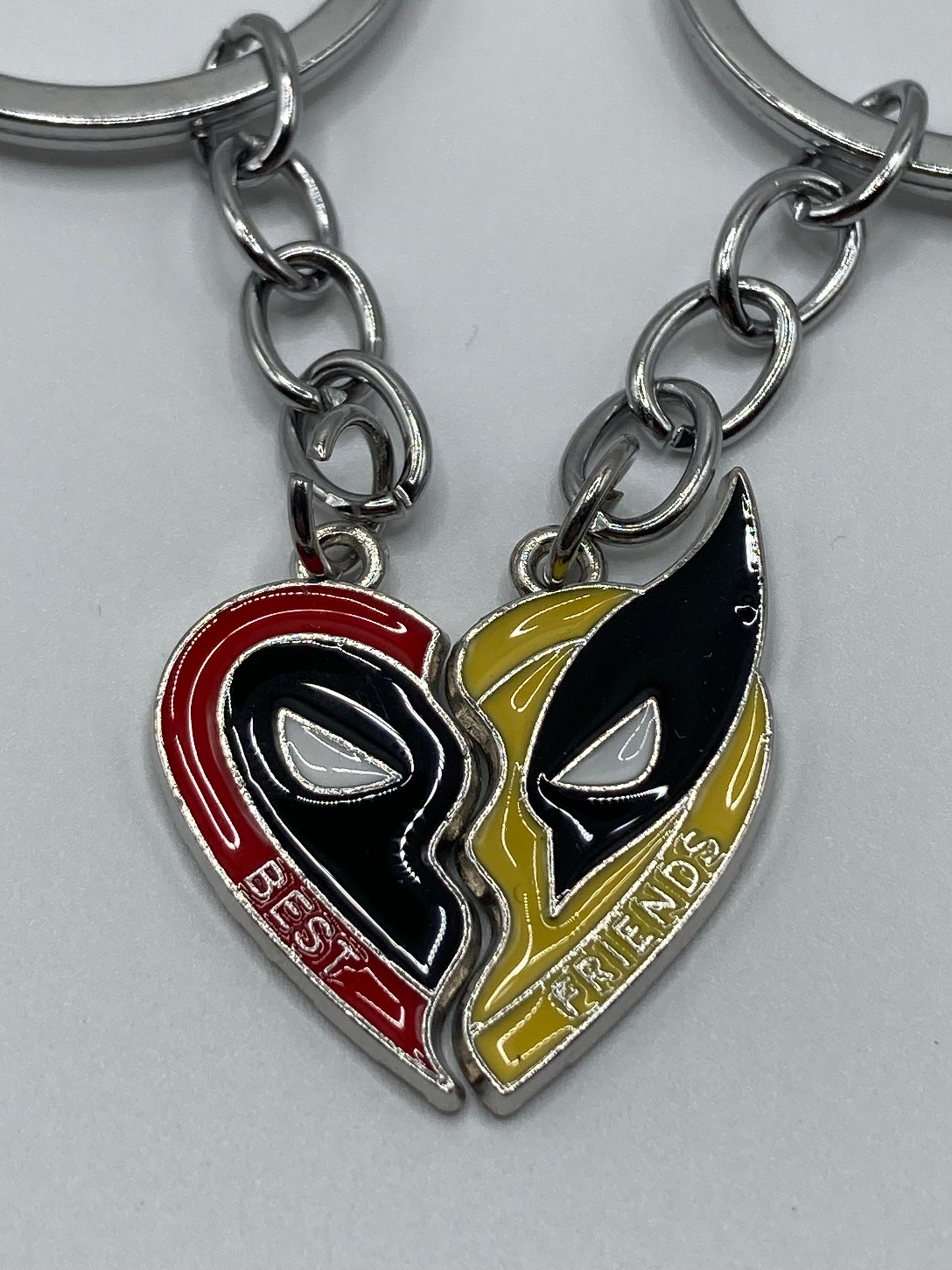 Deadpool & Wolverine Best Friends Keychain Set - Split Heart Matching Pendant