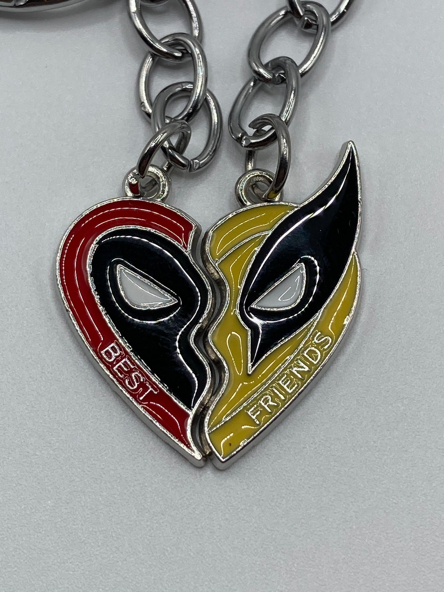 Deadpool & Wolverine Best Friends Keychain Set - Split Heart Matching Pendant