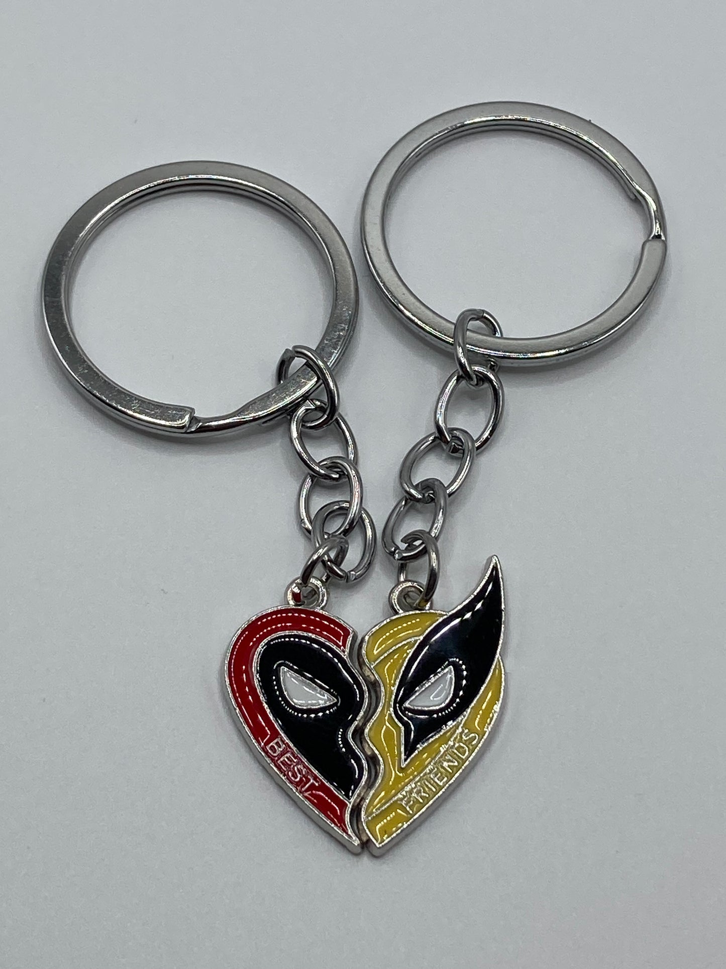 Deadpool & Wolverine Best Friends Keychain Set - Split Heart Matching Pendant
