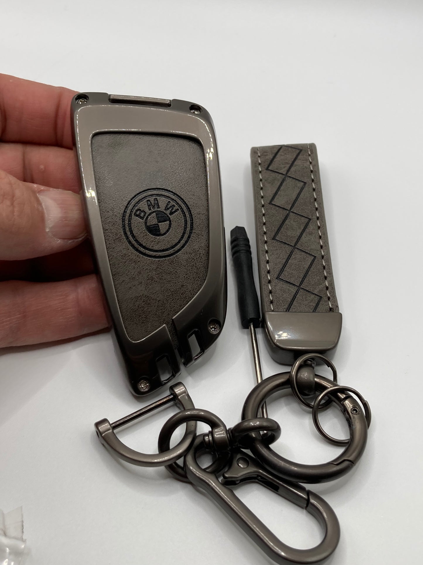 BMW - Leather Keychain and Metal key fob case