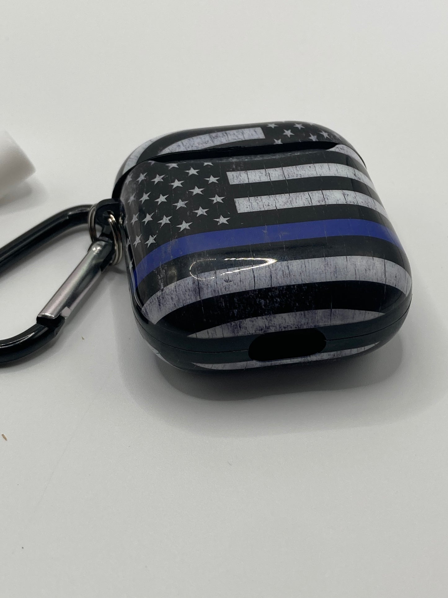Rustic Black/White Flag with Blue Stripe - AirPod Case Cover - added bonus - 1st and 2nd Gen Compatible